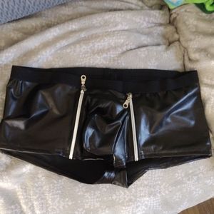 These are sexy man's open pouch zipper pouch latex leather simulated never worn